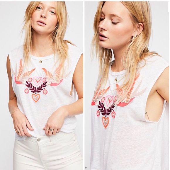 Free People Love Birds Tee NWOT - Picture 2 of 8
